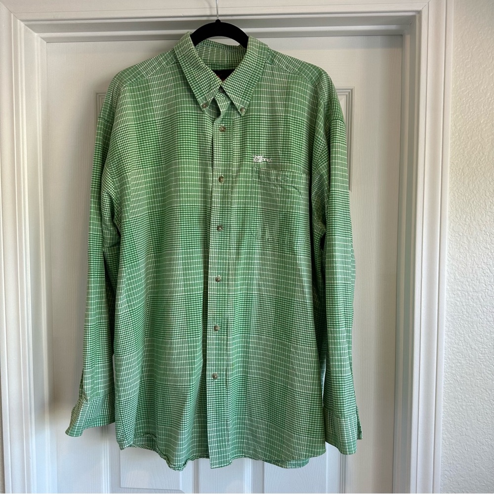Mo Betta Men’s Shirt Long Sleeve Medium Green White
